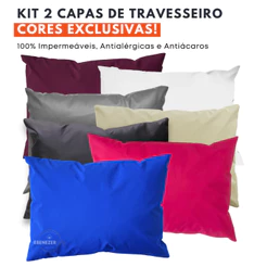 Kit 2 Capa Protetora Travesseiro Zíper Adulto E Infantil Impermeável Fronha Anti-ácaro Antialérgico Antimofo