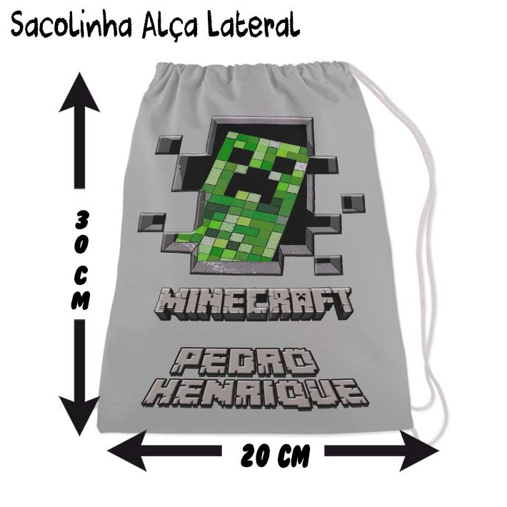 Kit Mochilinha Sacolinha Mochila Saco Sacochila Saquinho Lembrancinha Brinde Aniversario Personalizadas MineCraft