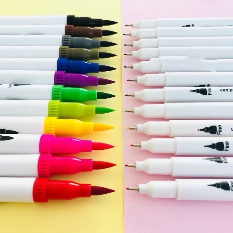 Kit Com 12/24/36/48 Ponta Dupla Canetas Pinel Brush com Ponta Fina canetinha colorir desenho em Oferta na Shopee