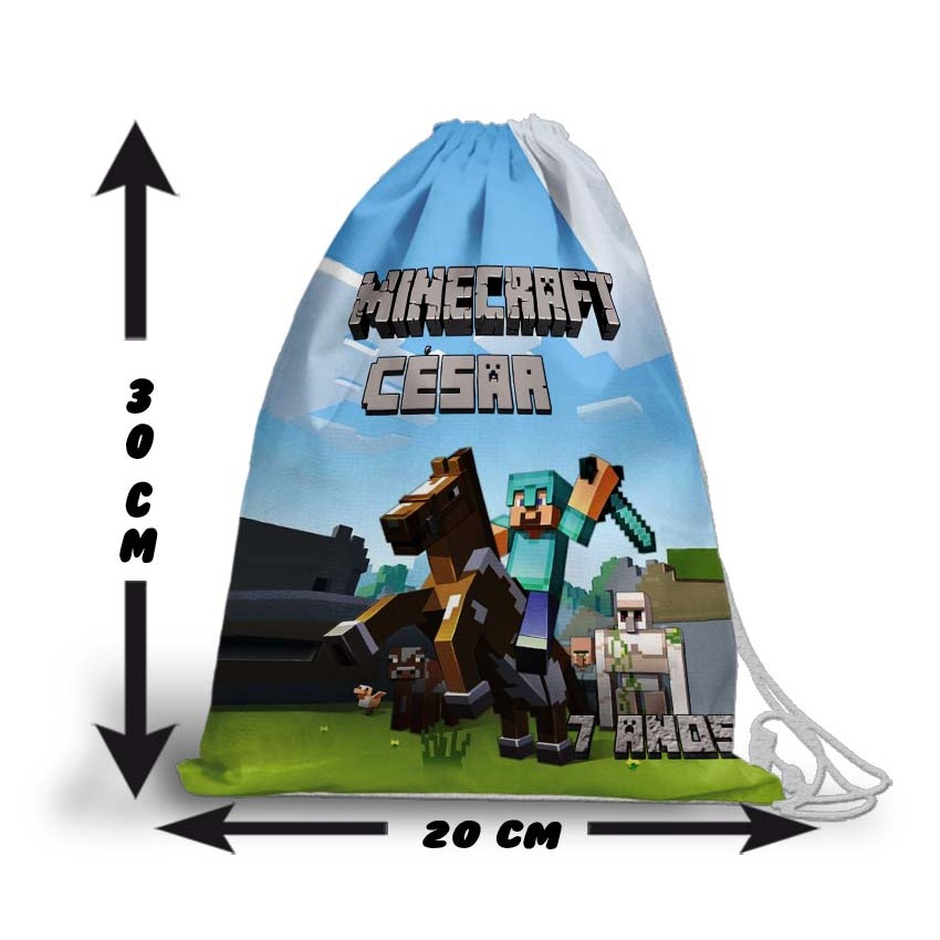 Kit Mochilinha Sacolinha Mochila Saco Sacochila Saquinho Lembrancinha Brinde Aniversario Personalizadas Festa MineCraft