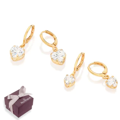 Kit Brincos Feminino Para Primeiro + Segundo Furo Rommanel Coração C/ Zircônias Banhado Ouro 18k 527300