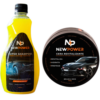 New Power Cera Revitalizante para plásticos,couros + Shampoo automotivo para Limpeza leve e pesada em Oferta na Shopee
