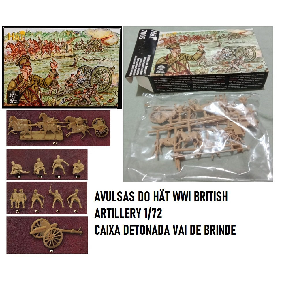 Plastimodelismo Figuras da caixa incompleta de Artilharia da Inglaterra da I Guerra Mundial Hât 1/72