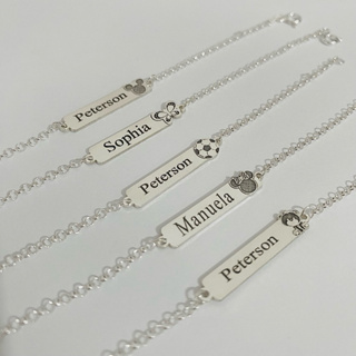 Pulseira Infantil Chapa Personalizada com Nome em Prata 925 Legítima em Oferta na Shopee