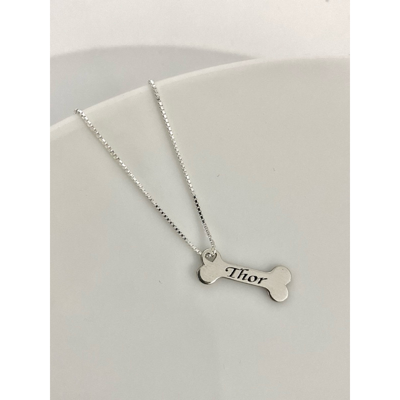Colar Pet Ossinho Personalizado em Prata 925 Legítima