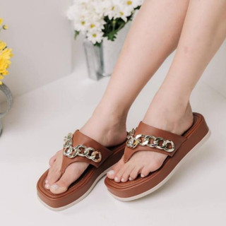 Sandália Feminina Plataforma Corrente Asa Delta Estilosa Macia Confortável Caramelo Moda Praiana em Oferta na Shopee