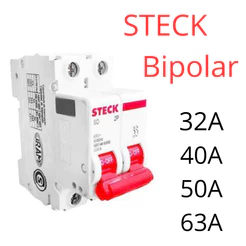 Disjuntor Bipolar Classe C 16A 20A 32A 40A 50A 63A Steck
