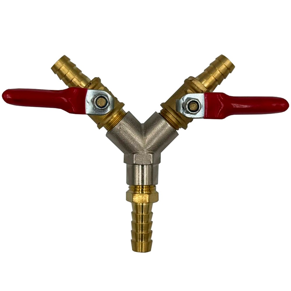 Divisor Adaptador Para Gás de Cozinha Em Y Triplo 2 Registros 3/8" Bico Mangueira Comum Distribuidor