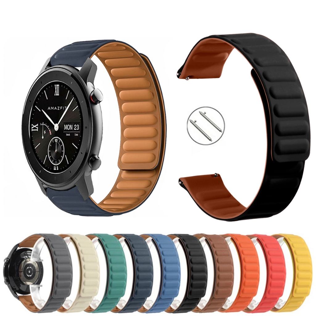 Pulseira 22mm Silicone Elos Imã Magnética para Smartwatch Amazfit GTR LITE de Engate Rapido