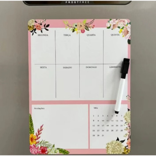 Planner Magnético Rosa Lousa Lembrete Imã Geladeira Porta Recados Anotação Semanal Mensal em Oferta na Shopee