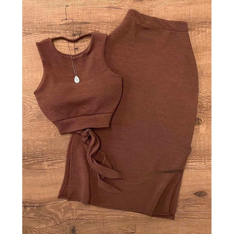 Conjunto Saia Cropped Amarração Cora