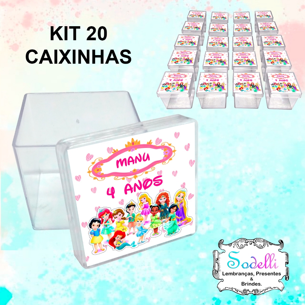20 Lembrancinhas Princesas Baby - Caixinhas Acrílicas Personalizadas