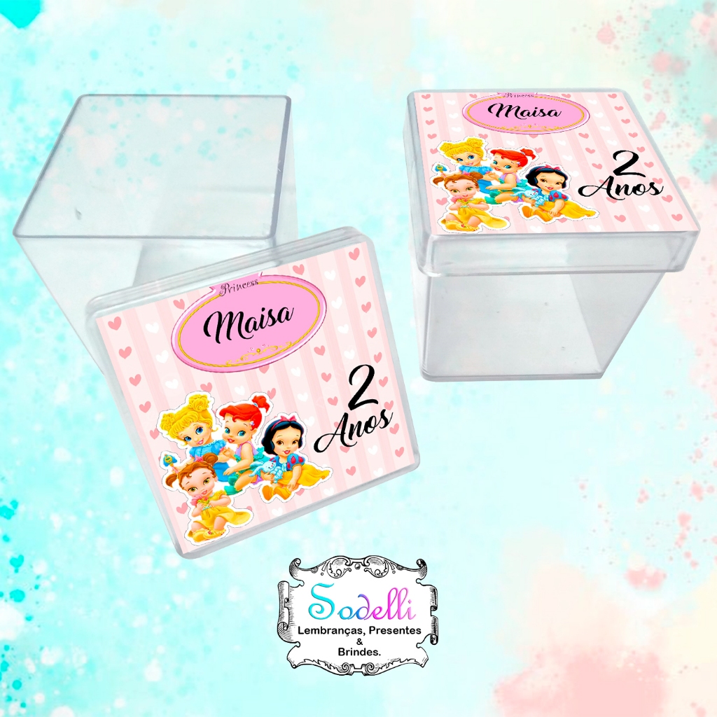 10 Lembrancinhas Princesas Baby - Caixinhas Acrílicas Personalizadas