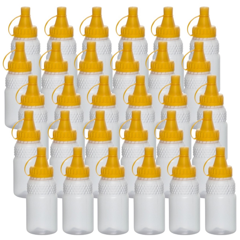 30 Frascos Bisnagas Embalagem Para Mel 500g (350ml) Com Tampa Amarela