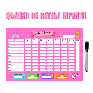 Quadro de Organização e Recompensa - Quadro De Rotina Infantil De Parede Atividade Para Incentivo em Oferta na Shopee