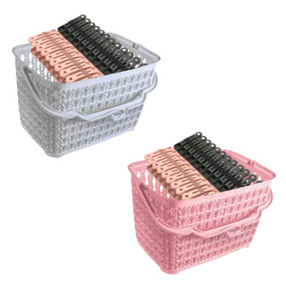 Kit Cesto + 60 Prendedores Roupas Plástico Reforçado Cesto Multiuso com Alça em Oferta na Shopee