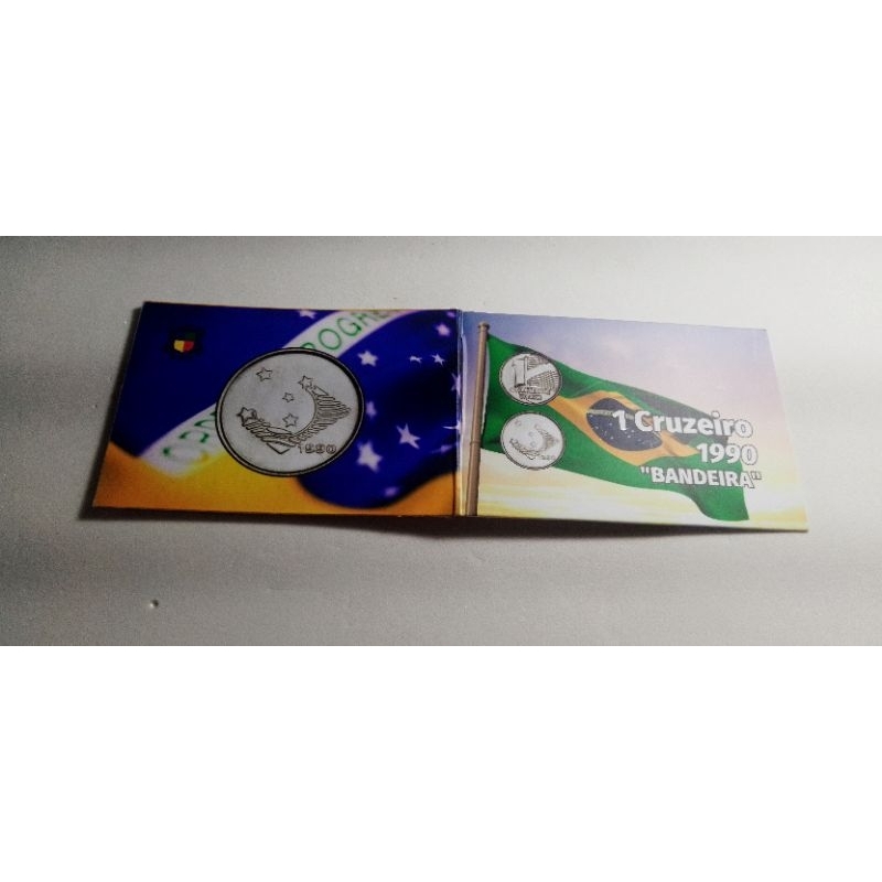1 cruzeiro 1990 bandeira e cruzeiro do sul no blister