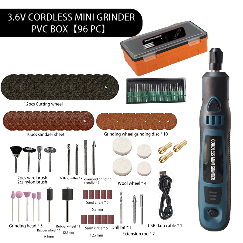 Kit 96 peças Mini Esmerilhadeira Sem Fio Conjunto De Elétrica Polidora Kit De Perfuratriz em Oferta na Shopee