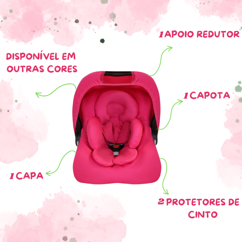 Kit 05 pçs Capa para Bebê Conforto Capota Solar Protetor de Cinto Colchonete de Apoio em Microperca