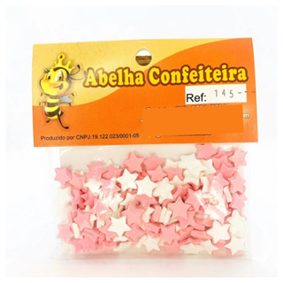 Mini Confeito - Estrelas Branca e Rosa - 20 gramas - Abelha Confeiteira - Rizzo Confeitaria em Oferta na Shopee