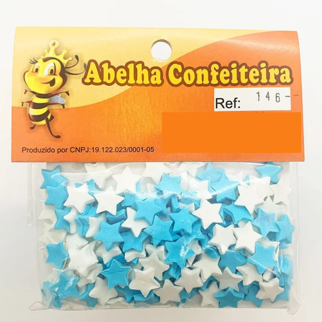 Mini Confeito - Estrelas Branca e Azul - 20 gramas - Abelha Confeiteira - Rizzo Confeitaria em Oferta na Shopee