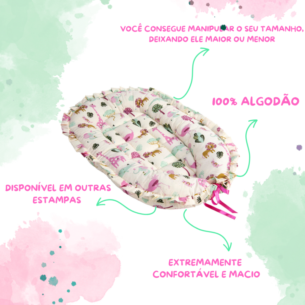 Ninho Redutor de Berço Bebê e Recém Nascido Com Regulador Portátil Macio e Acolchoado 100% Algodão em Oferta na Shopee