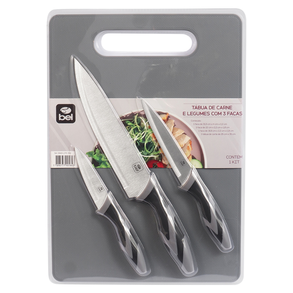 Tabua de Carne e Legumes BEL com 3 Facas 258400 - Home & Living