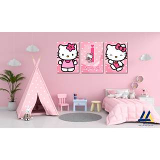 PLAQUINHA DECORATIVA PERSONALIZADA HELLO KITTY (medida 28.5x20) KIT COM 3 UNIDADE em Oferta na Shopee