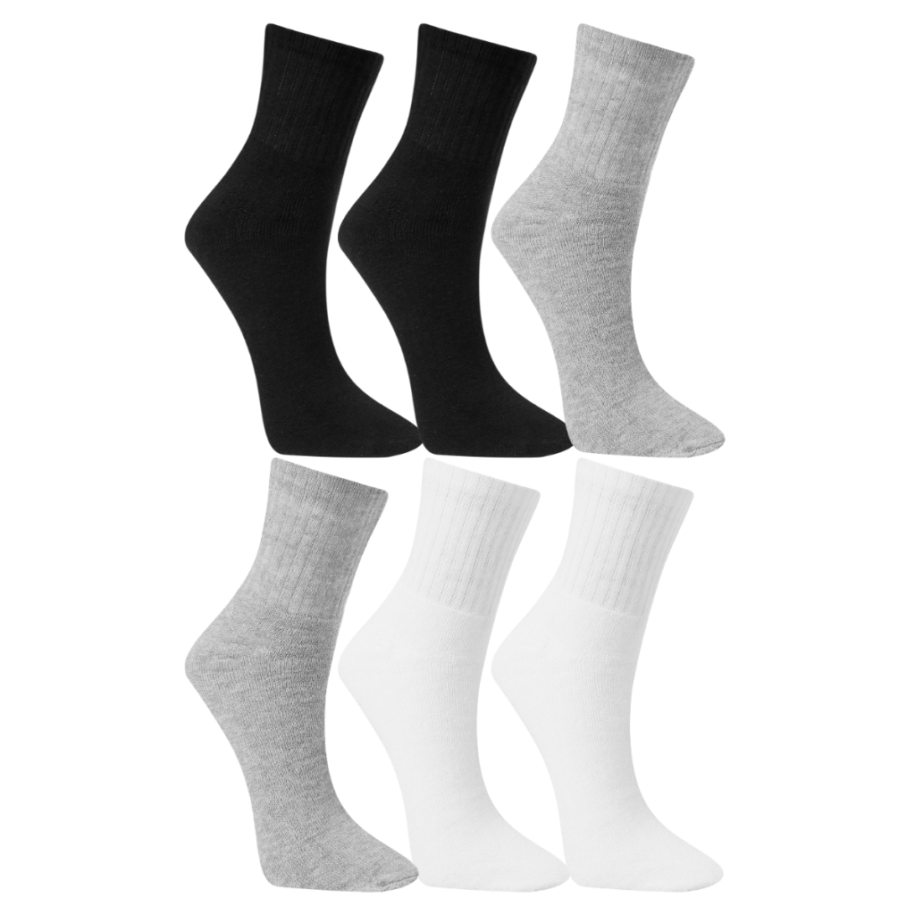 Kit 6 Pares Meia Cano Médio Alto Algodão Unissex Branca Preta Cinza Canela Streetwear Esportiva