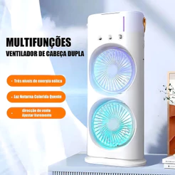 Mini Refrigerador De Ar Ventilador Climatizador Umidificador LED Duplo Reservatório SEM CONTROLE