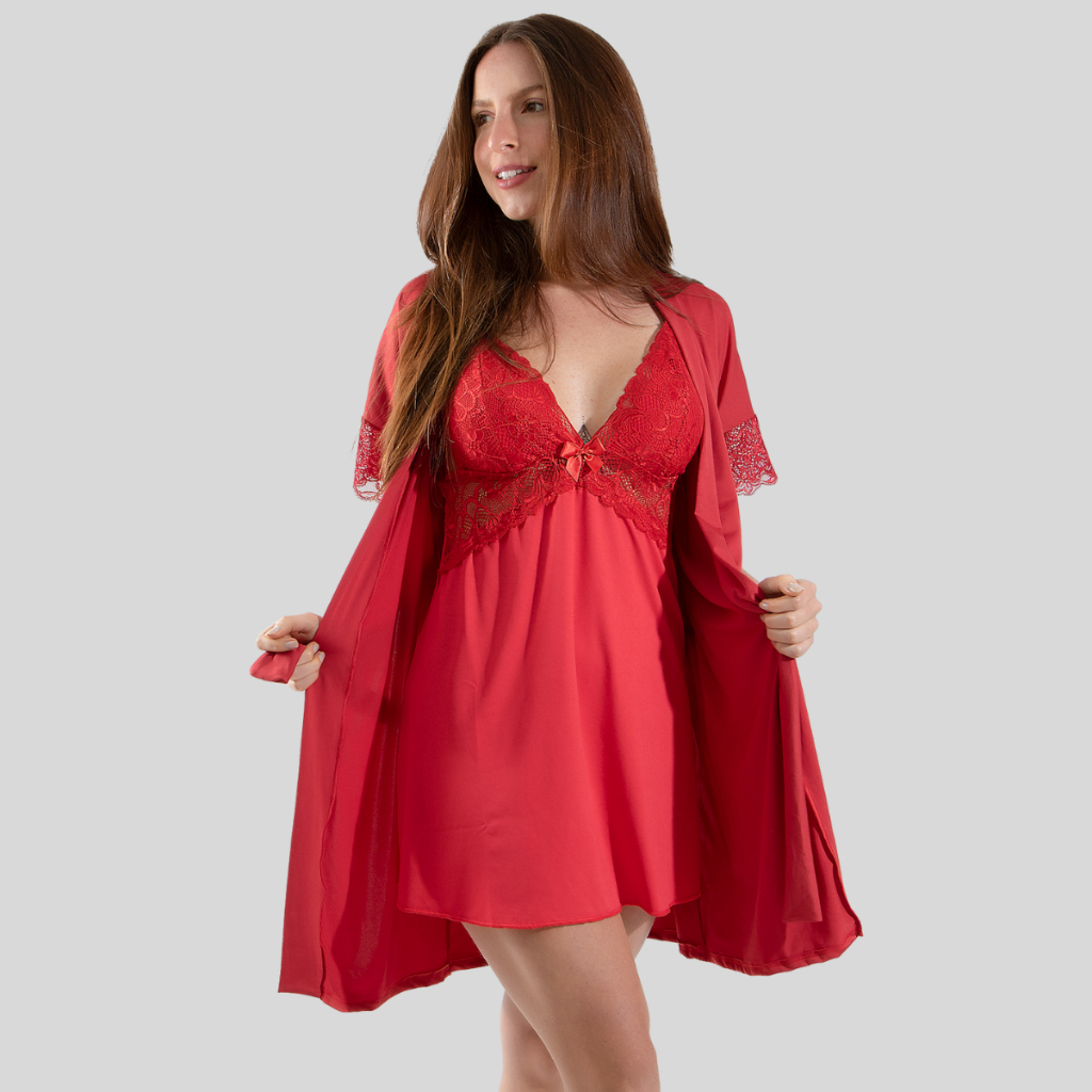 KIT Robe + Camisola Amamentação Feminino Maternidade