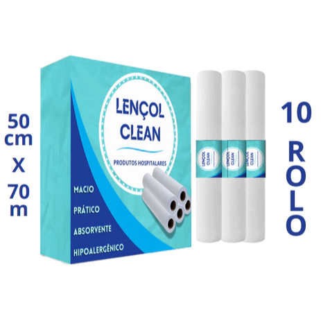 Kit 10 Lençol Descartável Papel Hospitalar Maca 70cm x 50m Branco Clínicas Estética Atacado Premium em Oferta na Shopee