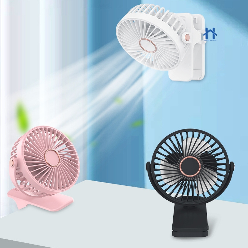 Mini Ventilador Recarregável com Clip Prendedor 3 Velocidades para Mesa