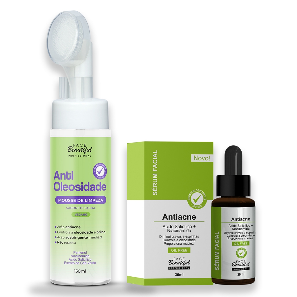 Kit Cuidados Mousse de Limpeza Lovely e Sérum Facial Face Beautiful em Oferta na Shopee