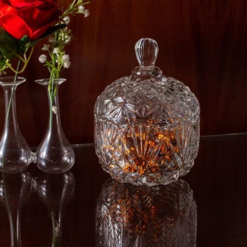 Potiche Bomboniere Baleiro Decorativo Em Vidro Cristal Royal Decor Envio Imediato