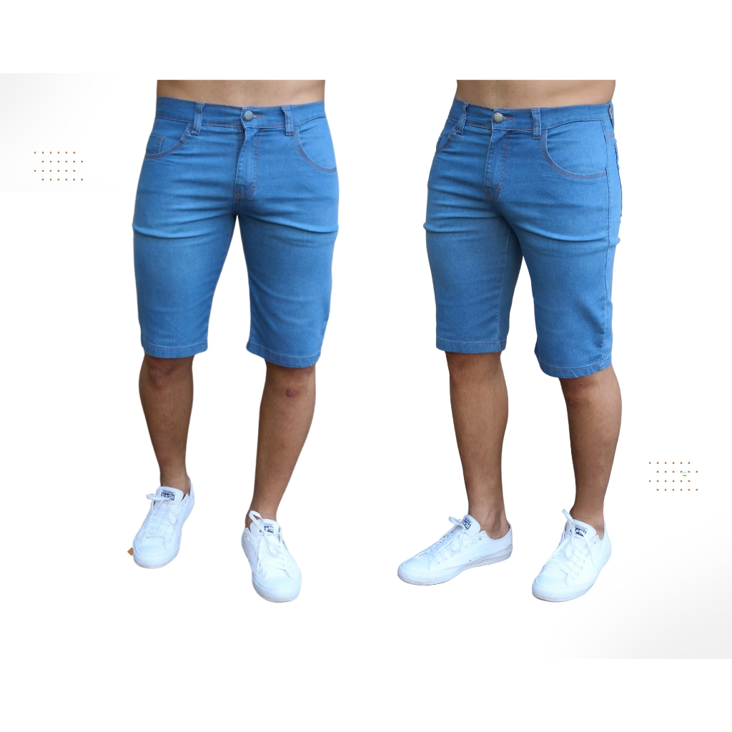 Bermuda Jeans Masculina Básica com Lycra Elastano Premium