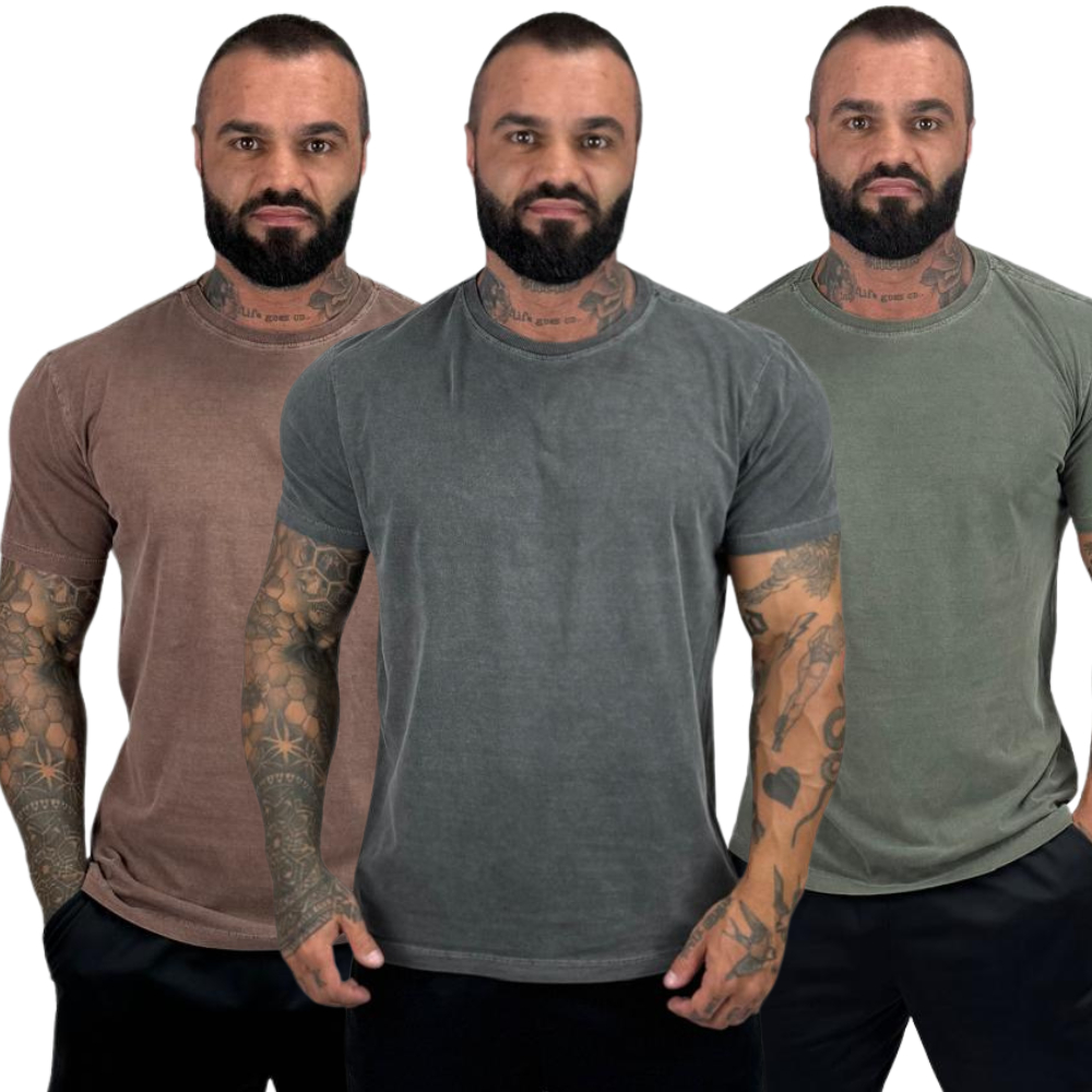 Kit 3 Camisetas Estonadas Lavada Perfumda Zero Encolhimento em Oferta na Shopee