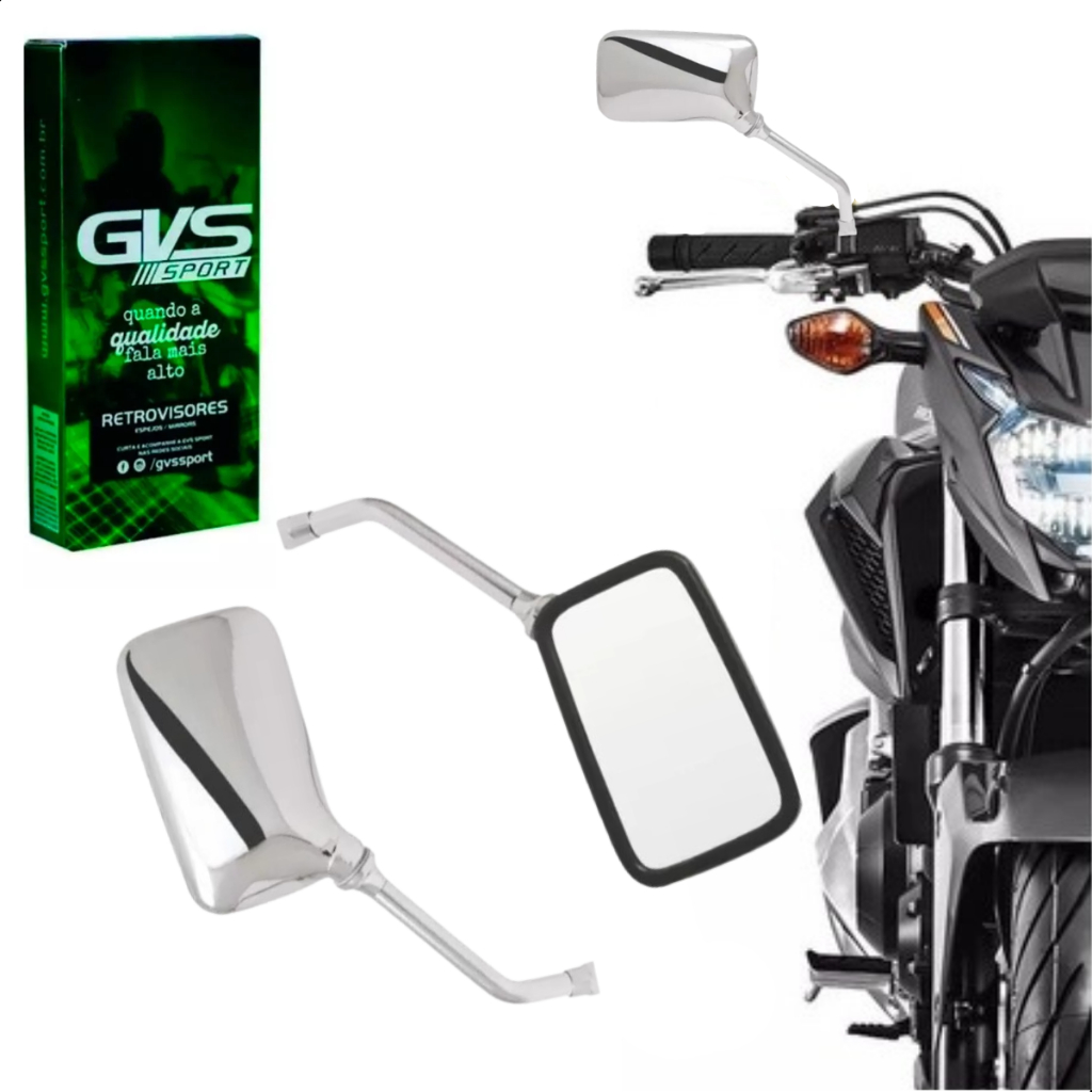 Retrovisor Gvs Moto Strada Twister Cromado Para Honda Barato em Oferta na Shopee