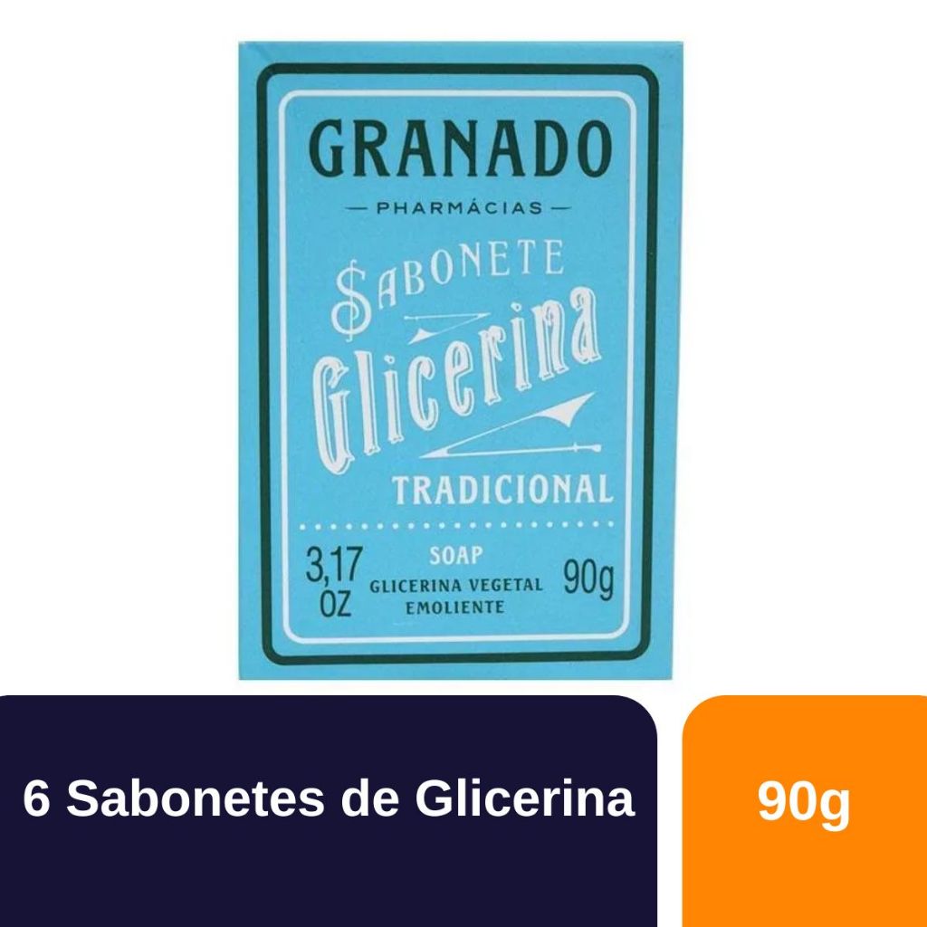 Kit 6un Sabonete de Glicerina em Barra Granado Tradicional com 90g em Oferta na Shopee