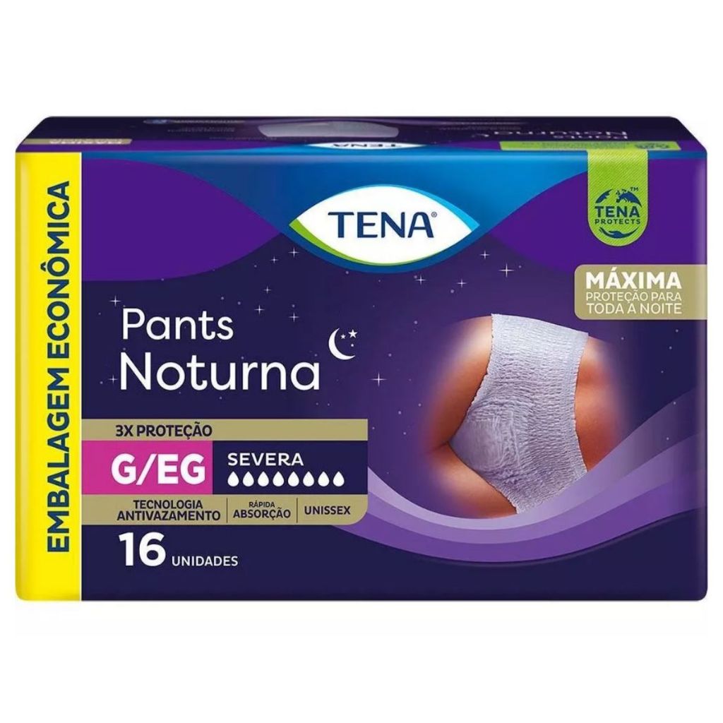 Fralda Geriátrica Tena Pants Noturna G/Eg com 16 Unidades