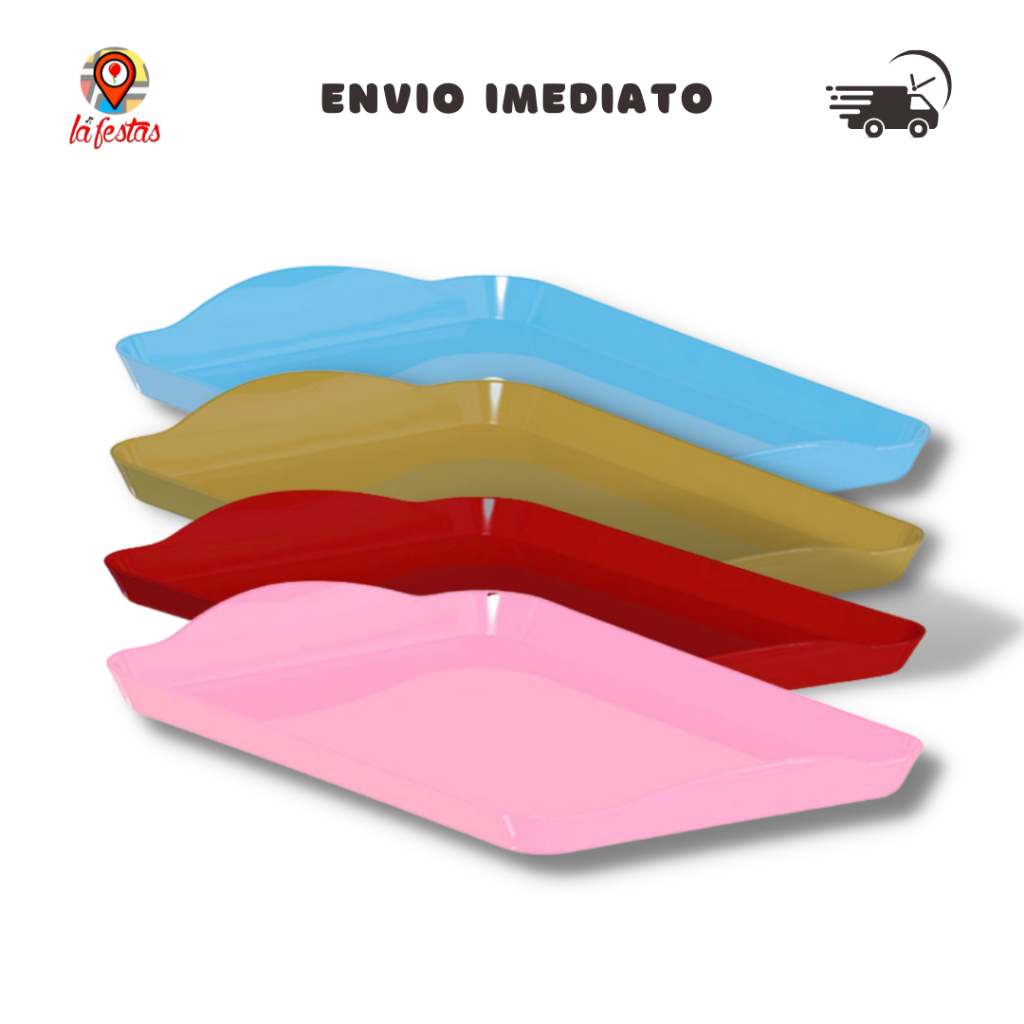 Kit com 4 Bandejas Pequena Decorativa Festa 20x13 cm Várias Cores em Oferta na Shopee