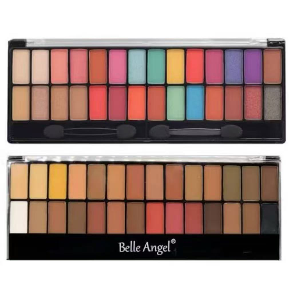 Kit 02 Com 2- 1 Paleta 28 Cores Mosaic Nude & 1 Paleta 28 Colorida Com Glitter Moisaic Belle Angel B105/B013-1 em Oferta na Shopee