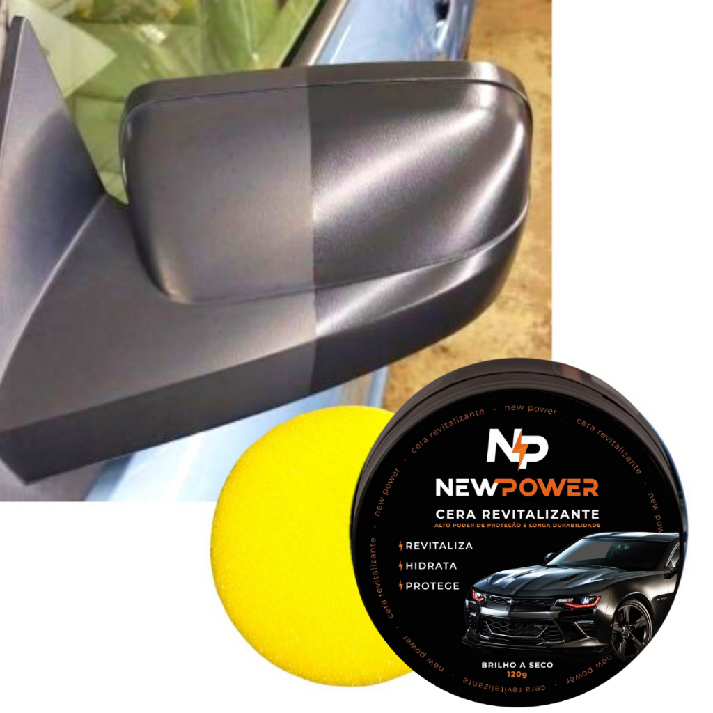 Cera Revitalizante para Plástico, couro, para-choque, vinil + Espuma de Aplicação Inclusa