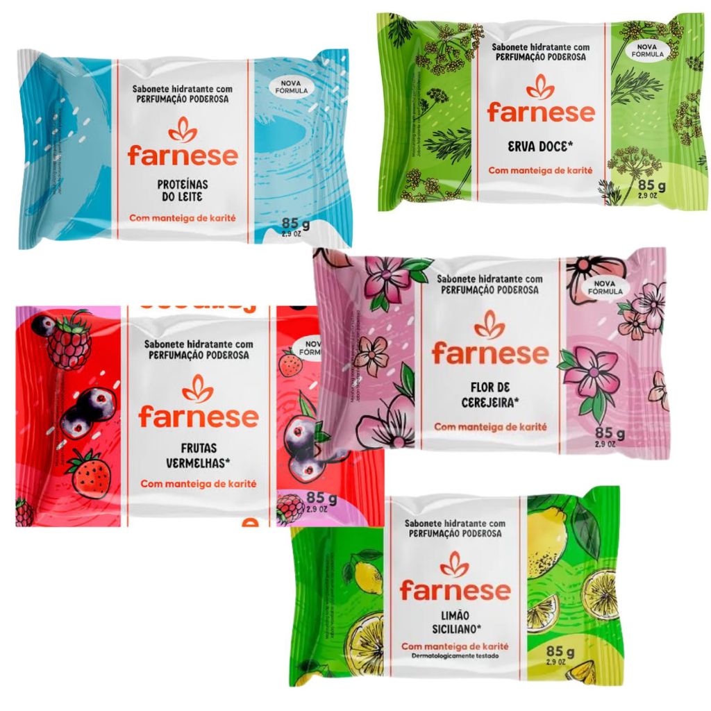 Sabonete Farnese Kit 5 unid. e 10 unid. 85g Cada em Oferta na Shopee
