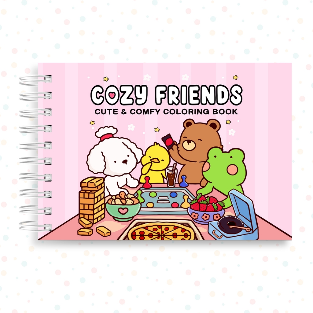 Livro de Colorir Ursinho Cozy Friends 45 Folhas 180 Gramatura Capa Dura Caderno Amigos Conforto Desenho Pintura Urso