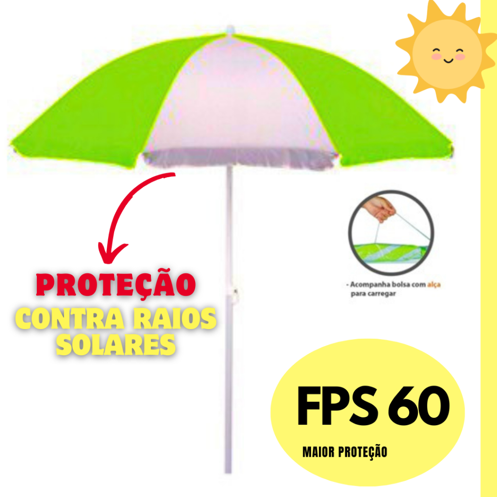 Guarda Sol Gigante 1,8 Metros Piscina Praia Pesca Gigante Verde Branco