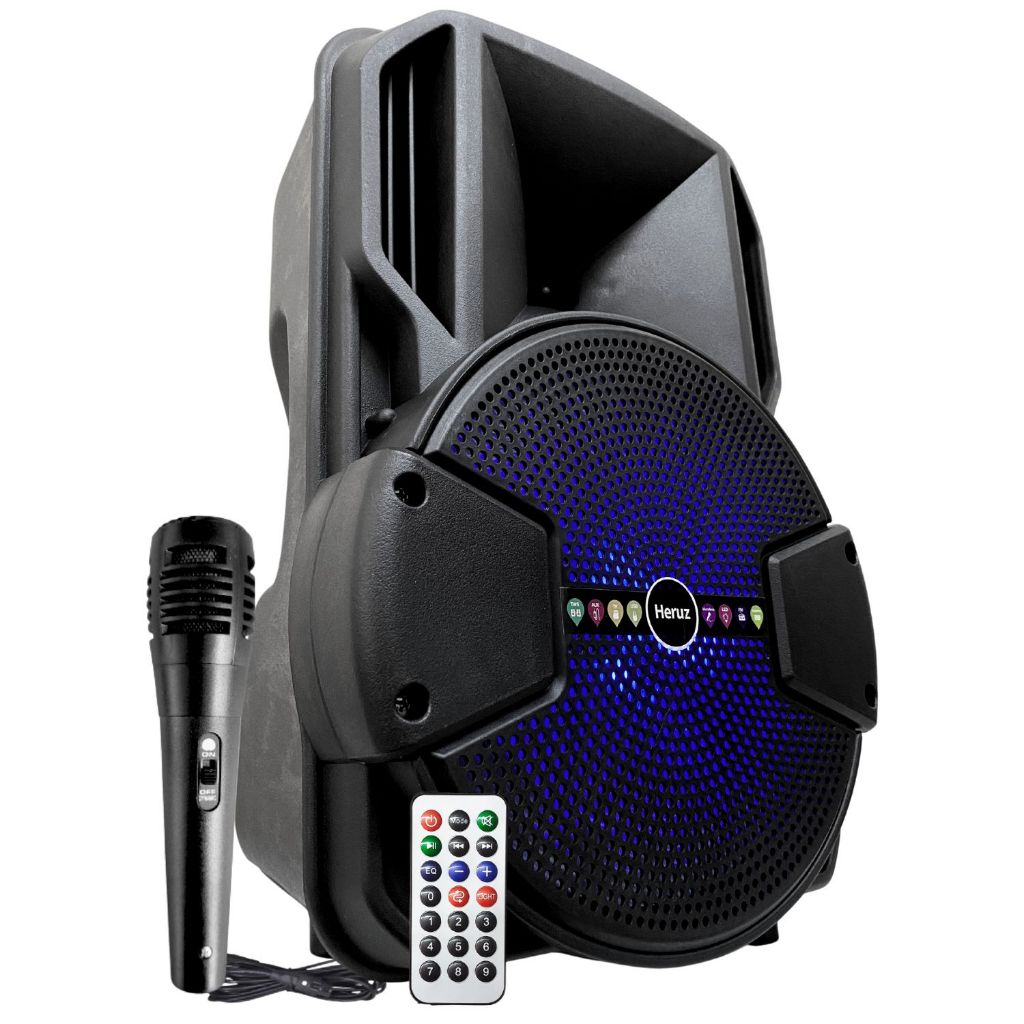 Caixa de Som Potente 2000 pmpo + Microfone Karaoke P10 Instrumento