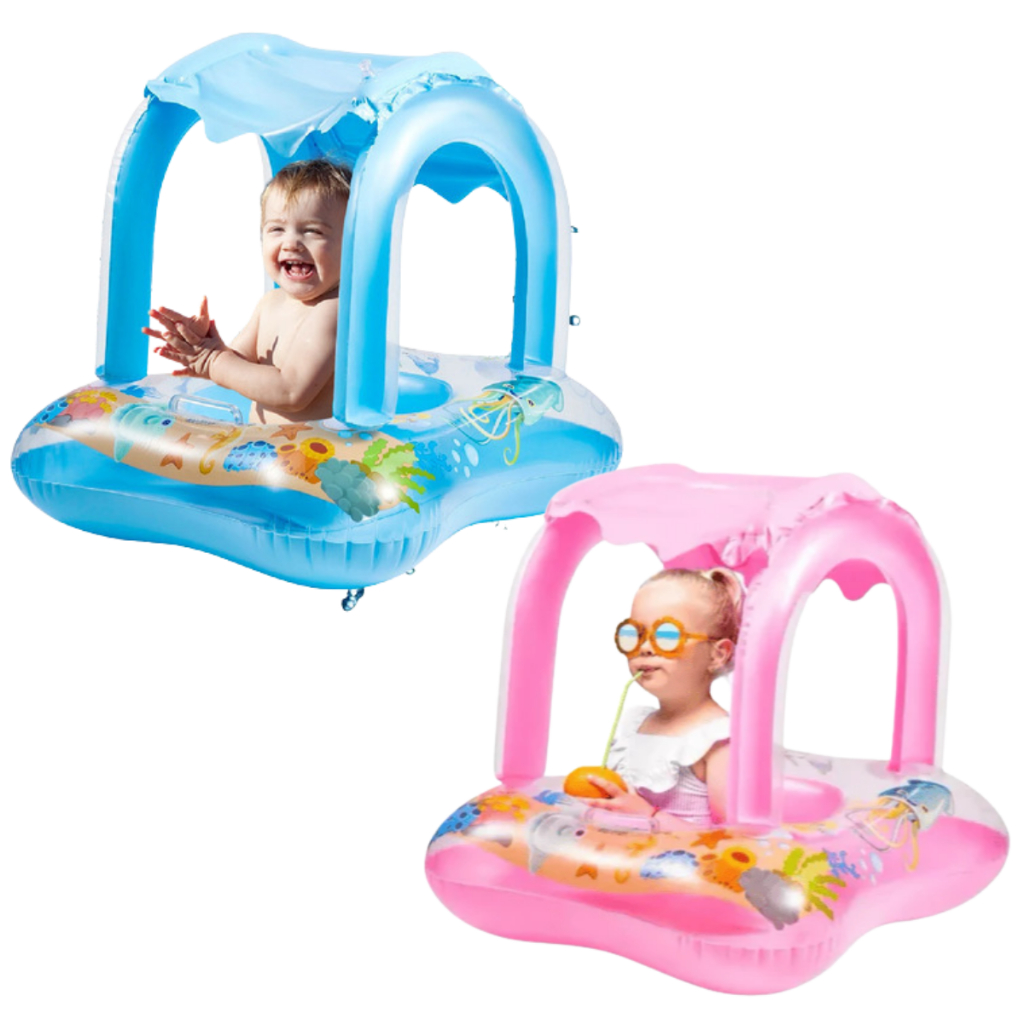 Boia Infantil Inflável Com Cobertura Baby Float Para Piscina Criança