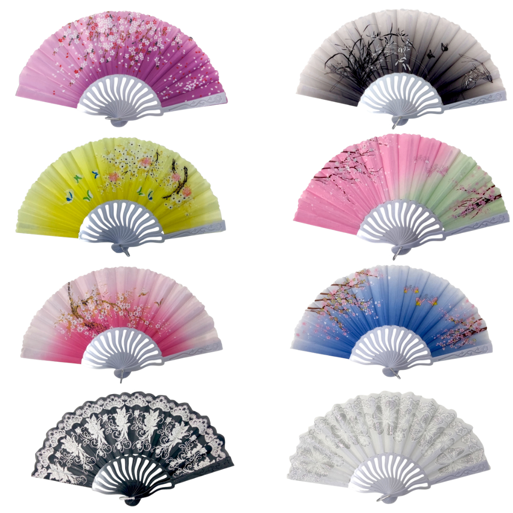 Leque Oriental Florido Flor Grande Material Resistente Cores renda Japonês tecido carnaval festa gueixa