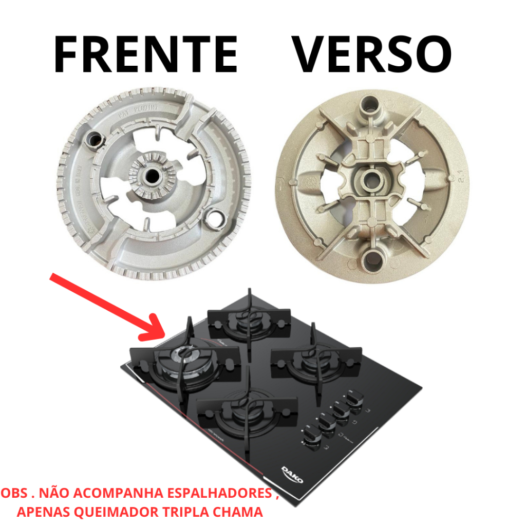 QUEIMADOR CENTRAL TRIPLA CHAMA ORIGINAL FOGÕES DAKO 5 BOCAS COOKTOP DAKO PRONTA ENTREGA